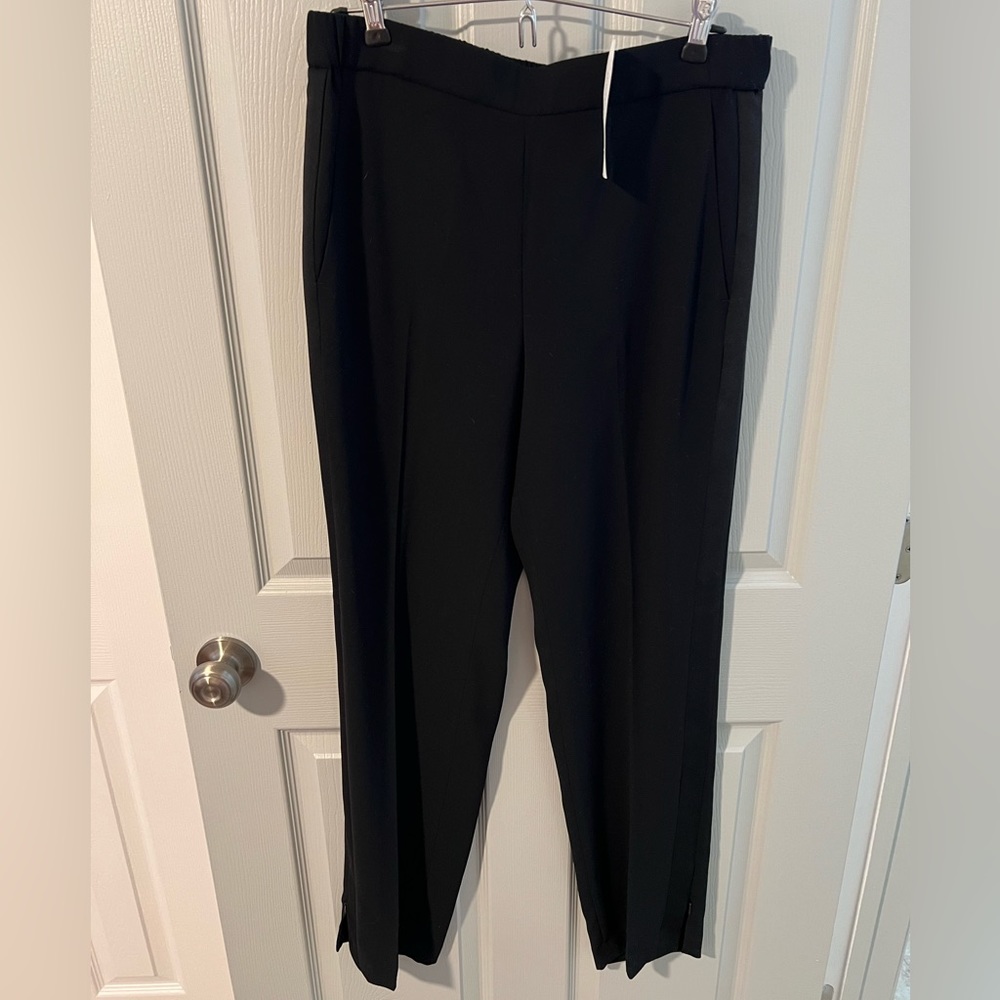 NWT Ann Taylor Black Tuxedo Pull Pants, ankle zipper, size medium - Picture 3 of 9